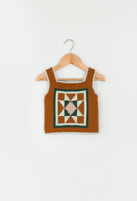 [iver and isla] patchwork quilt pullover vest  (acorn) - SS23