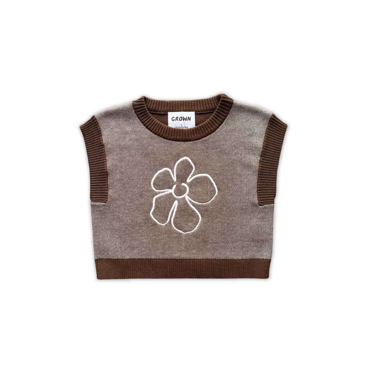 Organic Fields Embroidery Knit Vest - Espresso [GROWN] (26AW)drop3