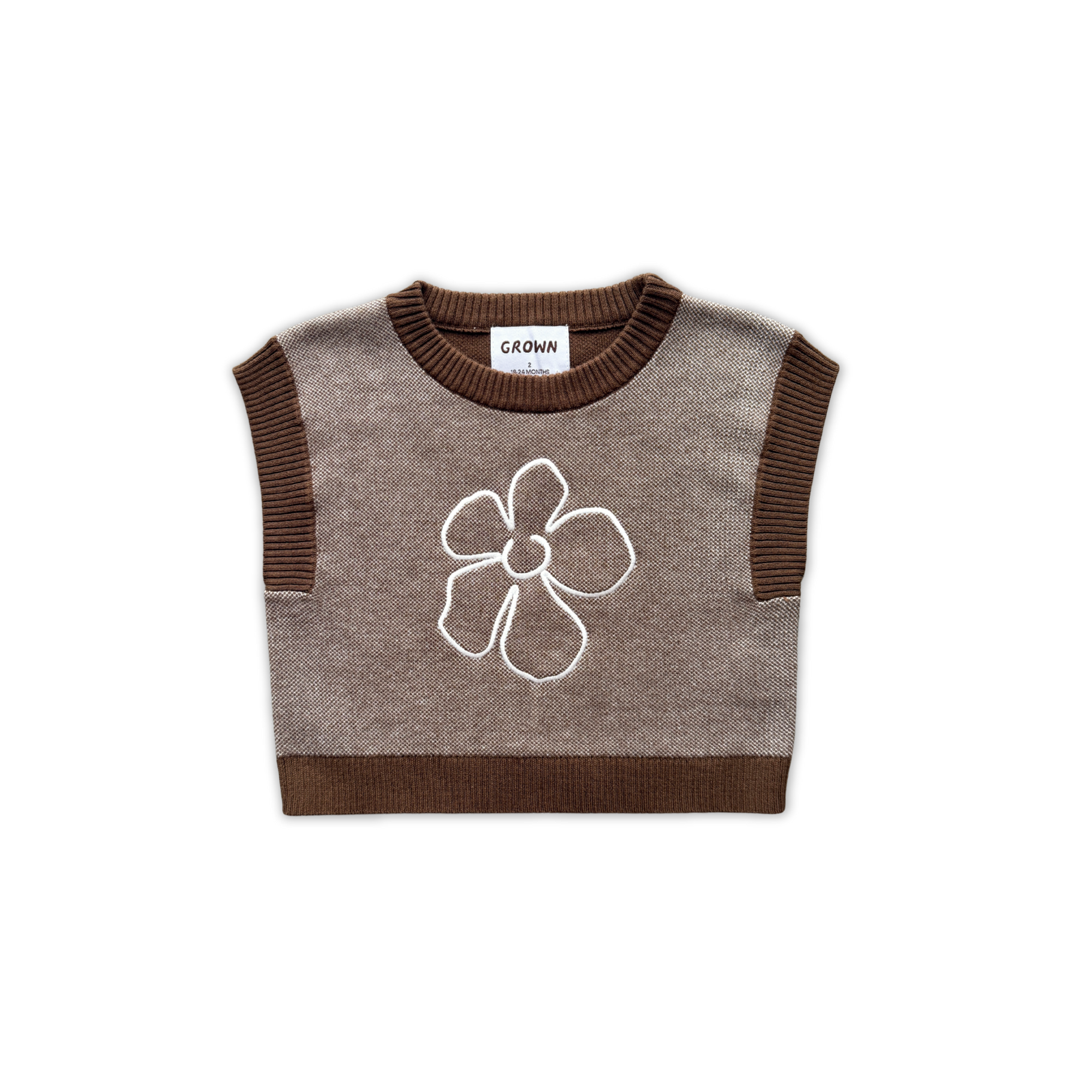 Organic Fields Embroidery Knit Vest - Espresso [GROWN] (26AW)drop3