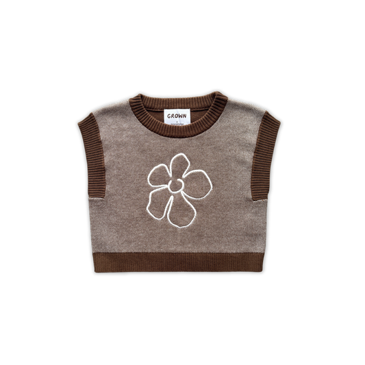 Organic Fields Embroidery Knit Vest - Espresso [GROWN] (26AW)drop3