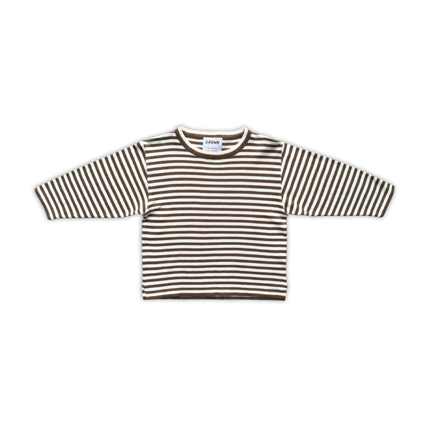 Organic Essential Stripe LS Knit Tee - Espresso [GROWN] (26AW)drop3