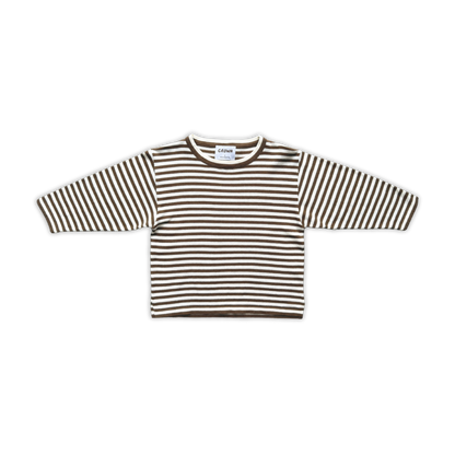 Organic Essential Stripe LS Knit Tee - Espresso [GROWN] (26AW)drop3