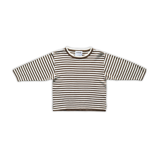 Organic Essential Stripe LS Knit Tee - Espresso [GROWN] (26AW)drop3