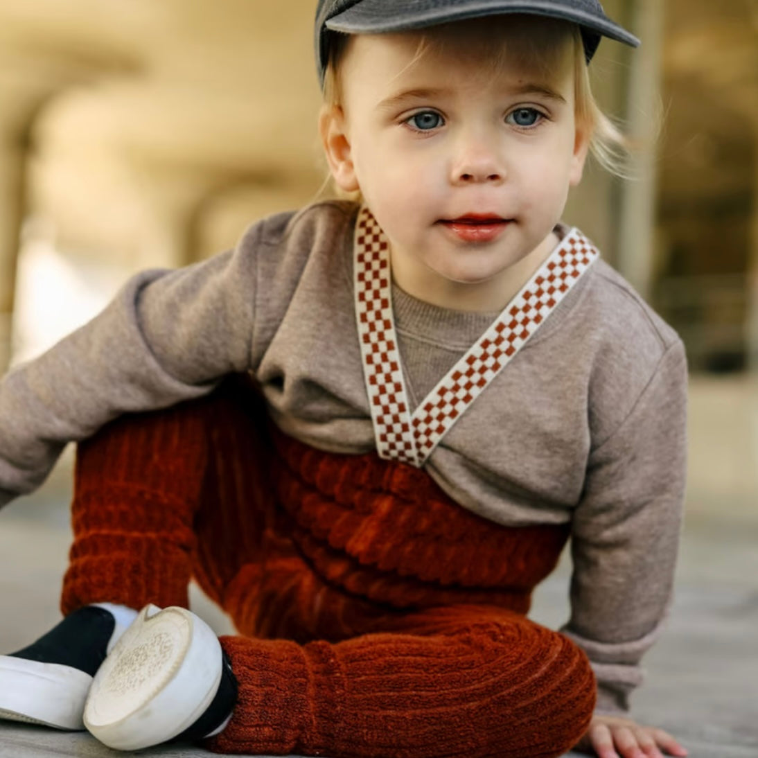 Granny Teddy Footless Tights With Braces - Cinnamon Checked [SILLY Silas]