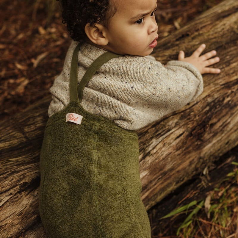Retro Teddy Footless Tights With Braces - Olive [SILLY Silas]