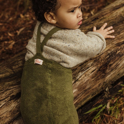Retro Teddy Footless Tights With Braces - Olive [SILLY Silas]