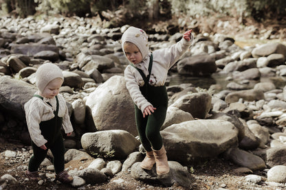 Retro Teddy Footed Tights With Braces - Dark Forest Green [SILLY Silas]