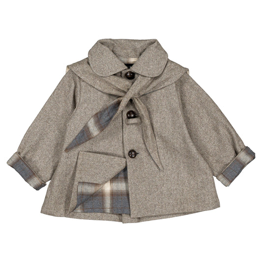 Coat VOLTAIRE - wool chevron stone [Maison Marelle](25AW Drop1)