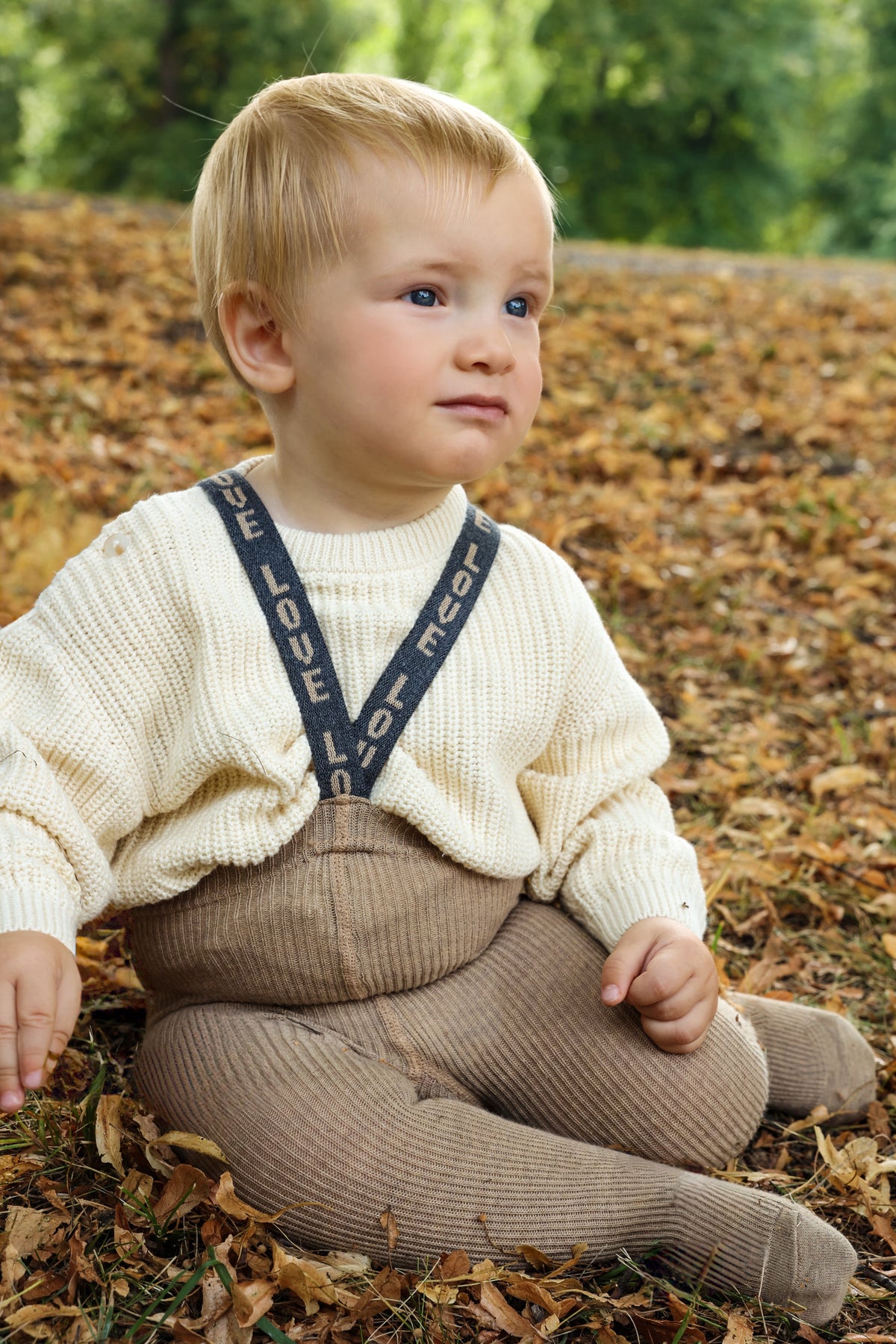 Retro Ribbed Footed Tights With Braces - Peanut Blend Patterned [SILLY Silas](The Stories We Knit Collection)