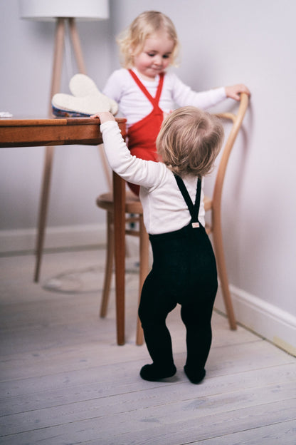 Retro Ribbed Footed Tights - Classic Black [SILLY Silas]