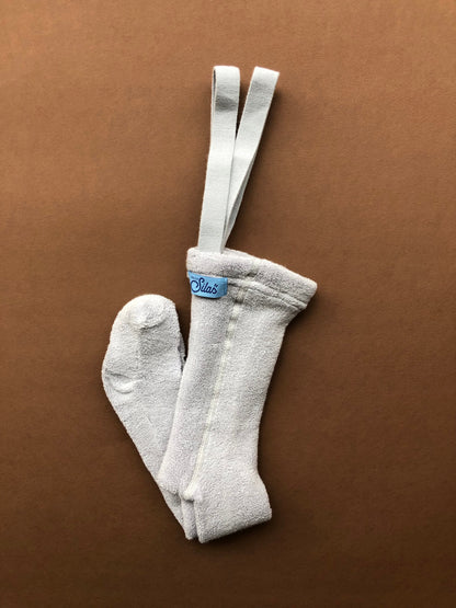 Retro Teddy Footed Tights With Braces - Pearl Grey [SILLY Silas]