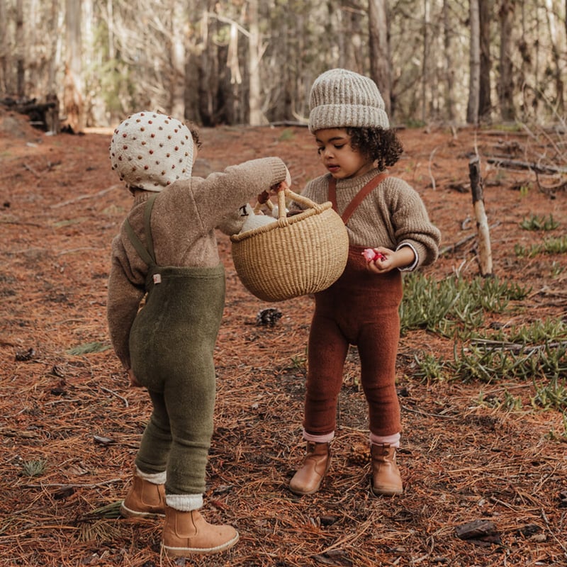 Retro Teddy Footless Tights With Braces - Cinnamon [SILLY Silas]