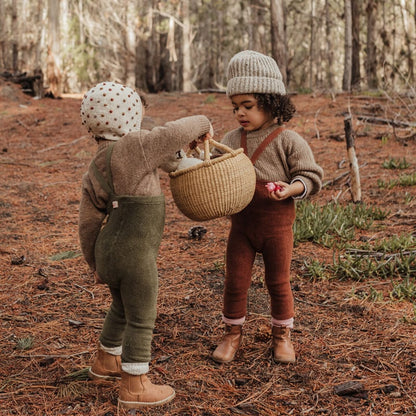 Retro Teddy Footless Tights With Braces - Cinnamon [SILLY Silas]