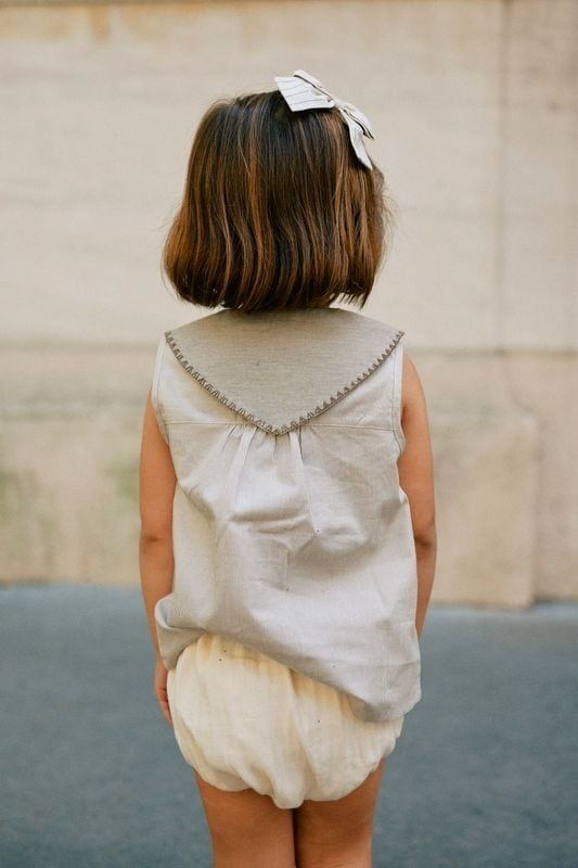 Blouse TRUDAINE- beige fine stripes [Maison Marelle](25SS DROP2)