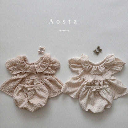 [aosta] Olivia bloomer (green leaf beige flower) - SS24
