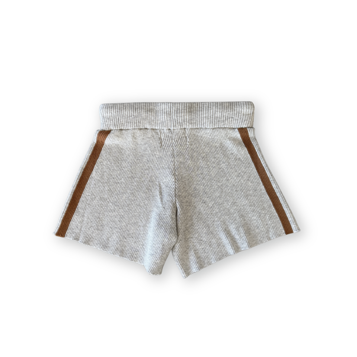 Organic Striped Ribbed Knit Shorts - Grey Marle [GROWN] (25SS)