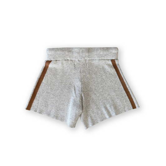 Organic Striped Ribbed Knit Shorts - Grey Marle [GROWN] (25SS)