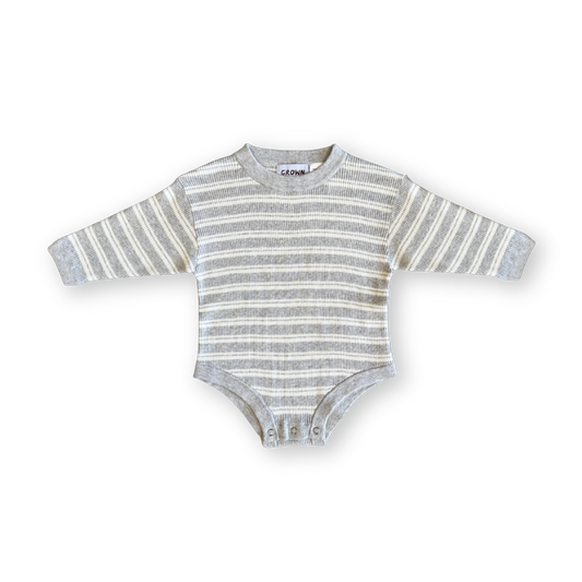 Ribbed Stripe Romper - Milk/Grey Marl [GROWN] (25SS)