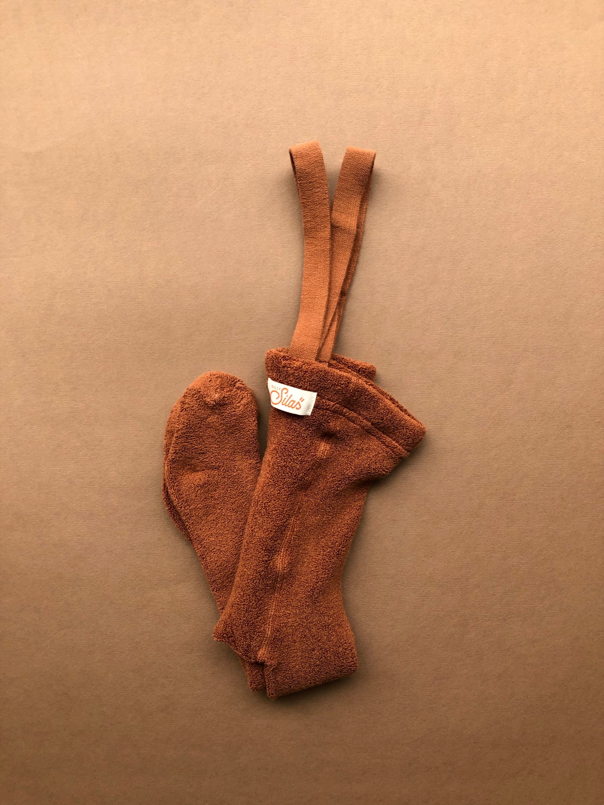Retro Teddy Footed Tights With Braces - Cinnamon [SILLY Silas]