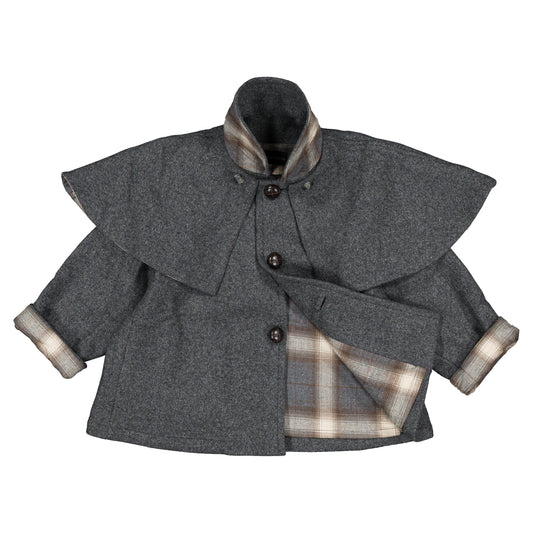 Coat AMOVIBLE cape SHERLOCK - gray mostly wool [Maison Marelle](25AW Drop1)