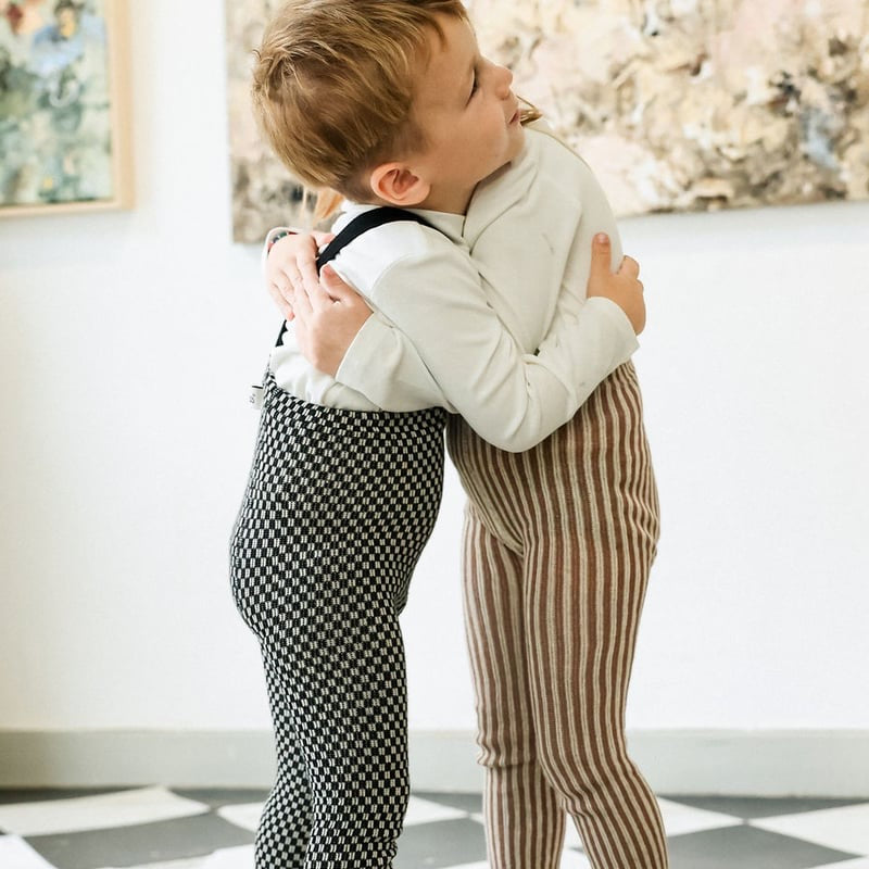 Retro Ribbed Footed Tights - Black × White Checked