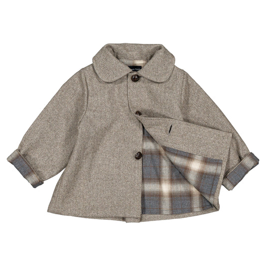 Coat VERNEUIL - wool chevron stone [Maison Marelle](25AW Drop1)