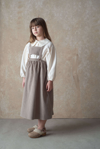 corduroy midi dress with bib - Taupe (Mod.36.2)