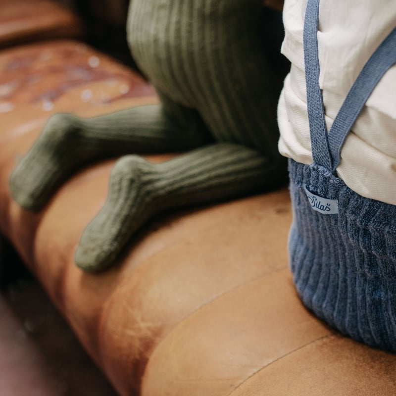 Granny Teddy Footed Tights With Braces - Olive [SILLY Silas]