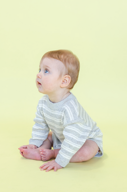 Ribbed Stripe Romper - Milk/Grey Marl [GROWN] (25SS)