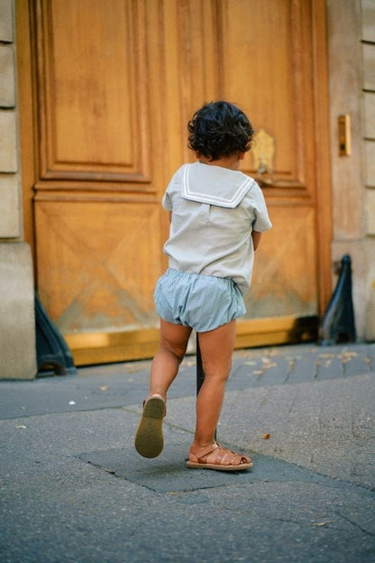 Bloomer CHAILLOT - seersucker fine stripes blue [Maison Marelle](25SS DROP2)