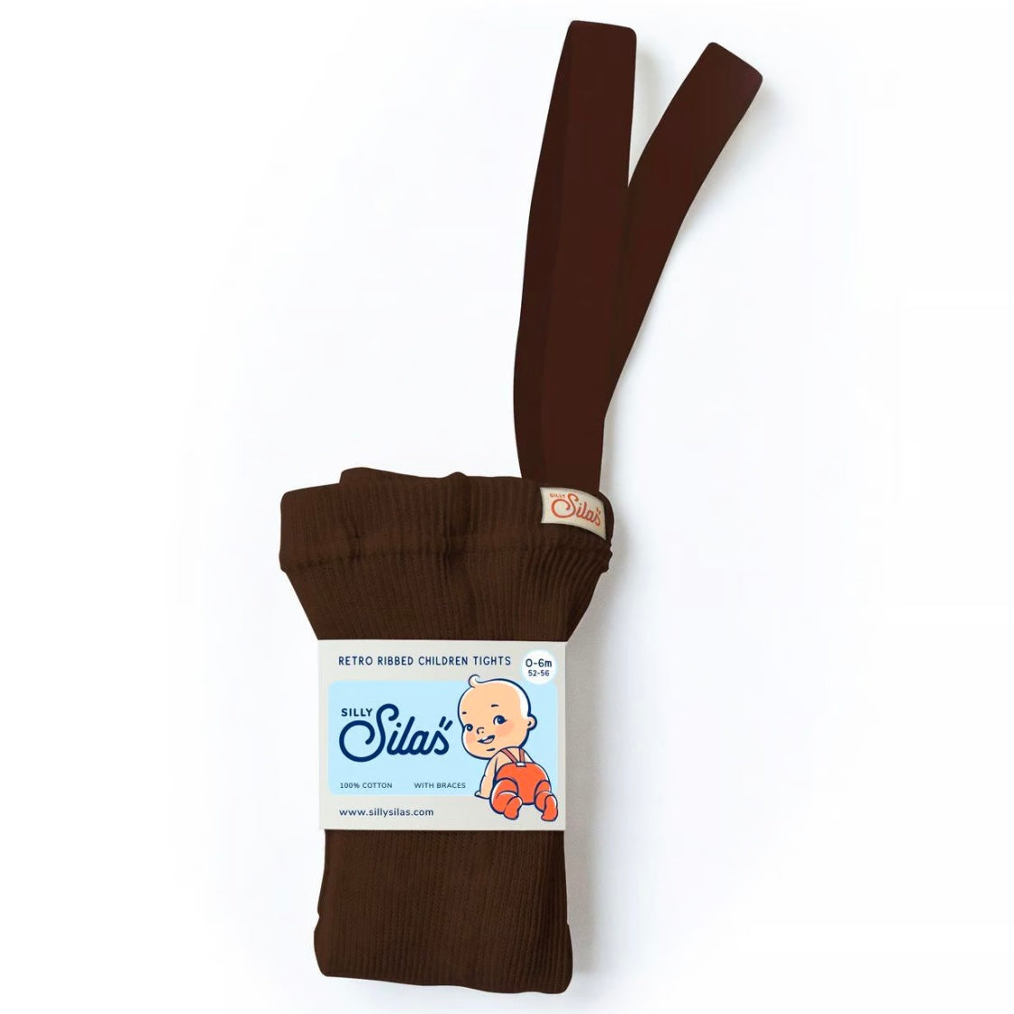 Retro Ribbed Footed Tights - Chocolate Brown [SILLY Silas]