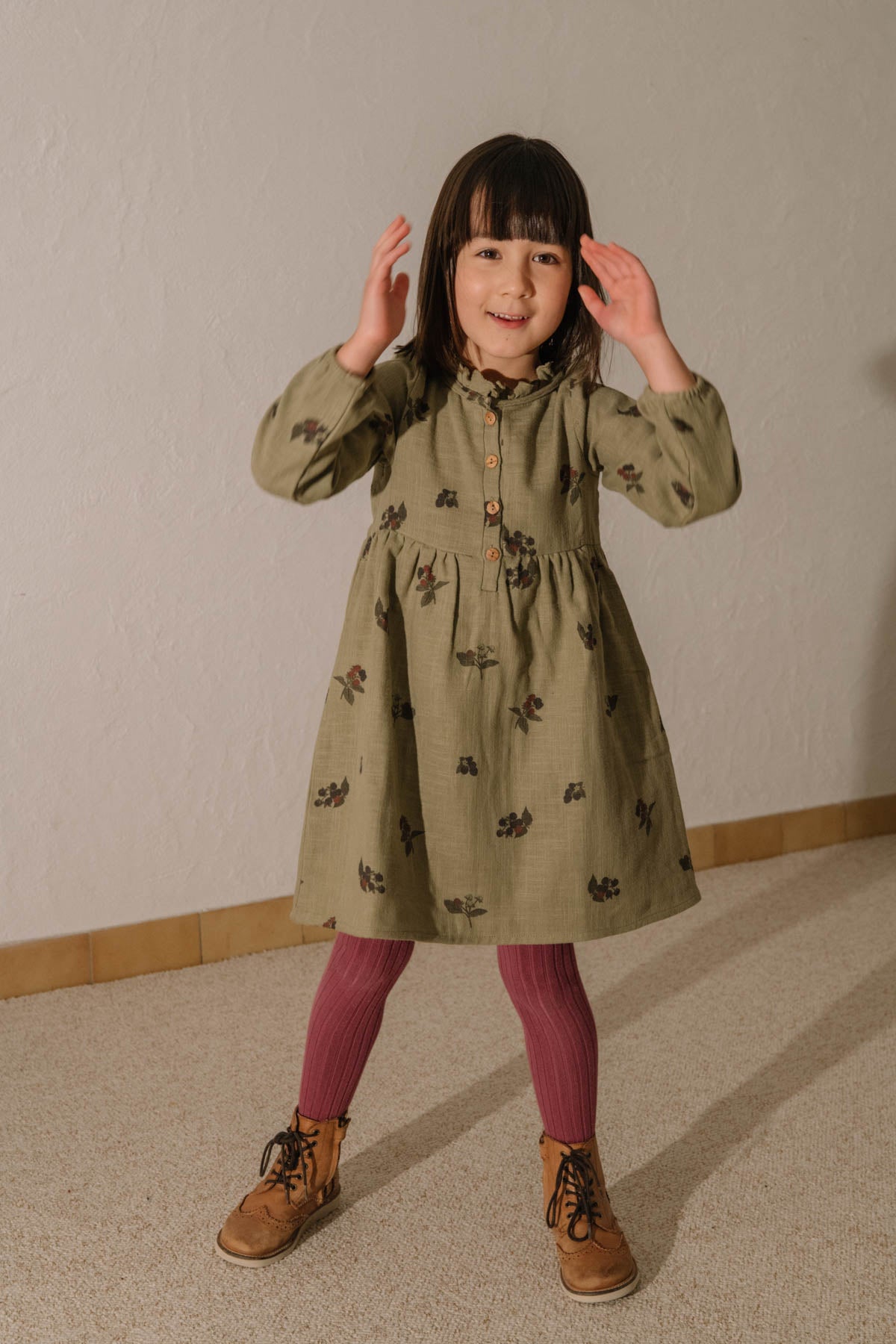 VERMONT DRESS - GREEN ALOE  / BLACKBERRIES [STUDIO BOHEME] (25AW)