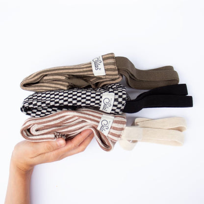 Retro Ribbed Footed Tights - Black × White Checked