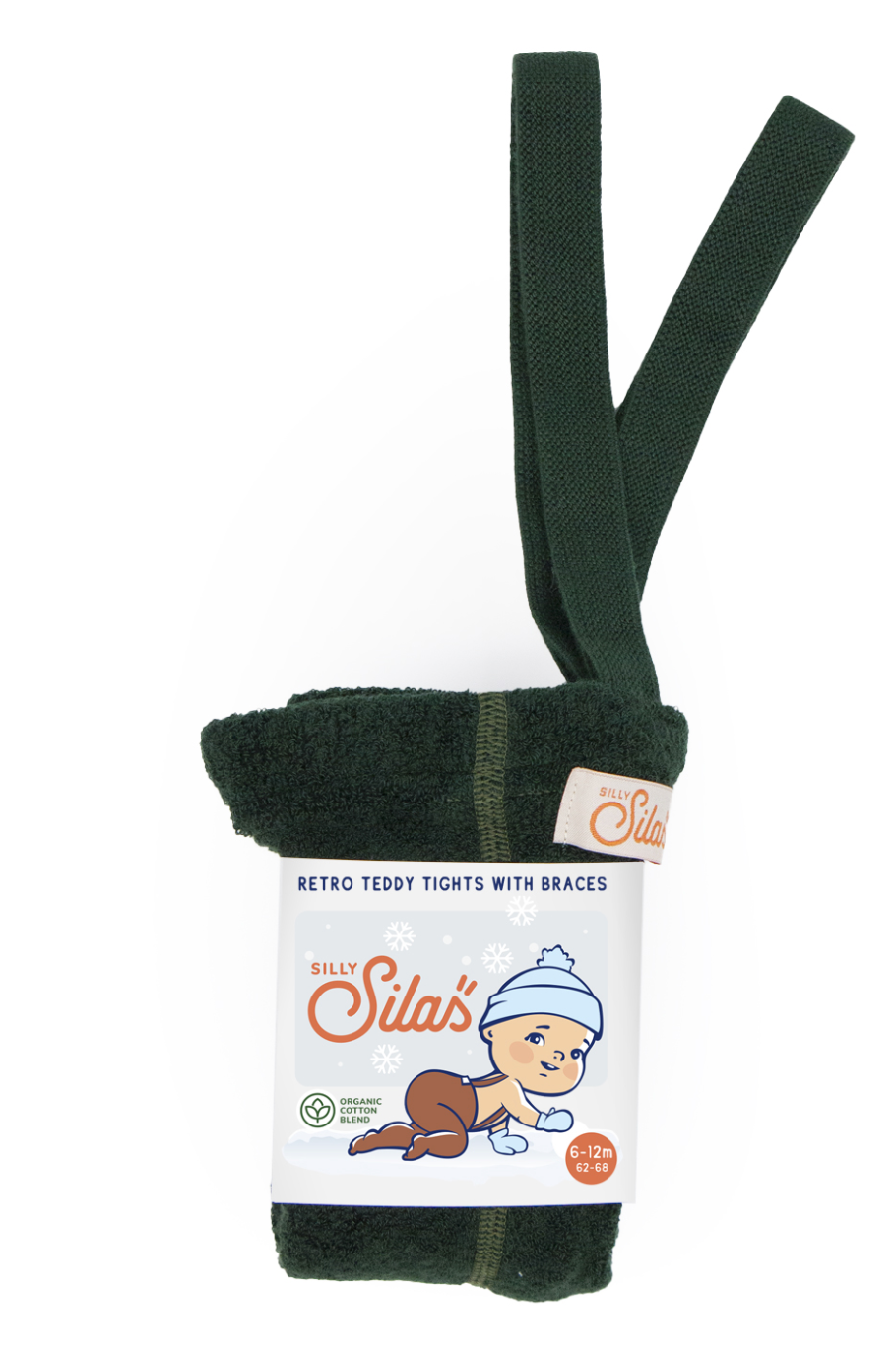 Retro Teddy Footed Tights With Braces - Dark Forest Green [SILLY Silas]