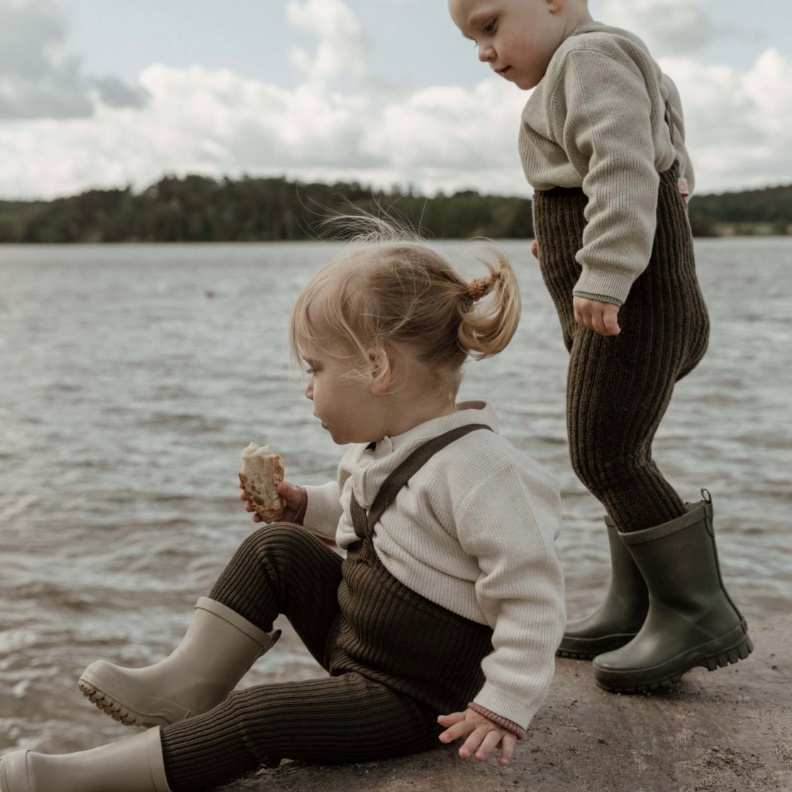 Granny Teddy Footless Tights With Braces - Seaweed Brown [SILLY Silas]
