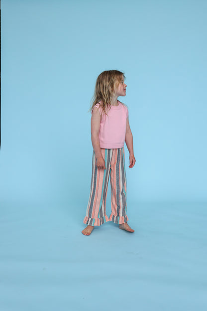 Summer Stripe Cotton Frill Pant - Summer Stripe