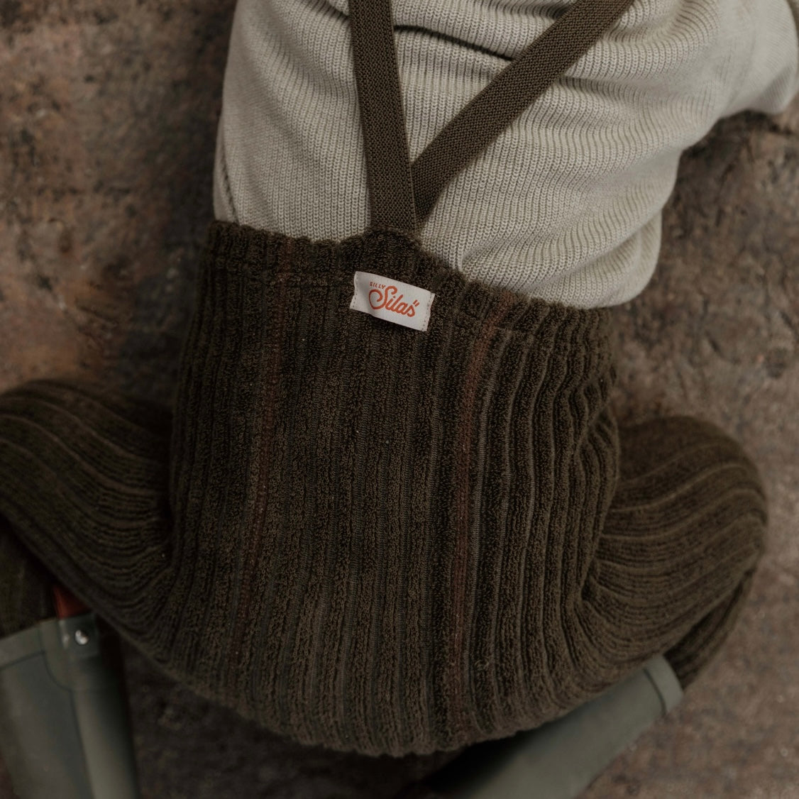 Granny Teddy Footless Tights With Braces - Seaweed Brown [SILLY Silas]