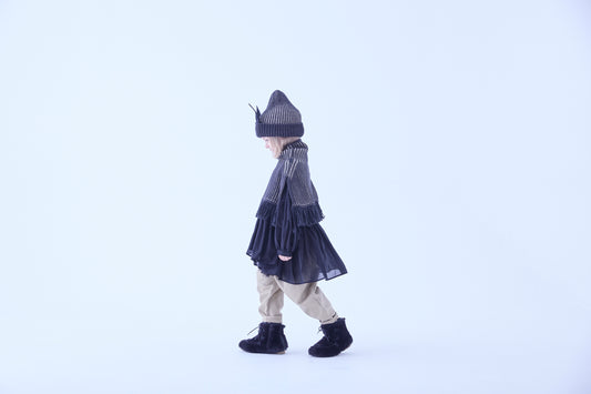 Rib Knit Knights Cape Ⅱ - Black [eLfinFolk / エルフィンフォルク] (25AW•Drop2)【2025年9月中旬以降発送予定】
