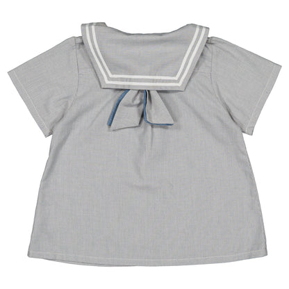 blouse MAHON -blue fine stripes [Maison Marelle](25SS DROP2)