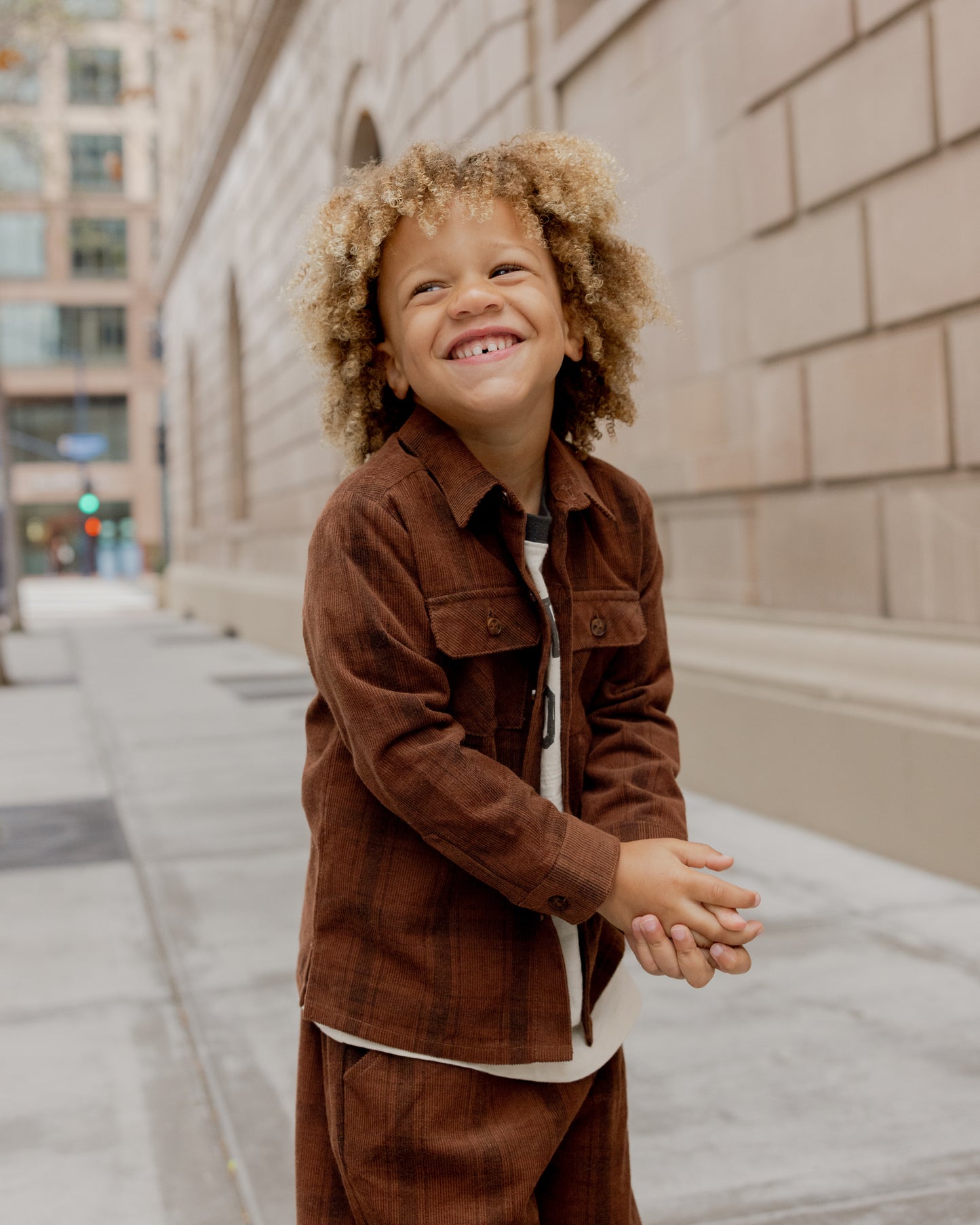 POCKETED CORDUROY SHIRT - BROWN PL AID [Rylee + Cru](25AW Drop2)