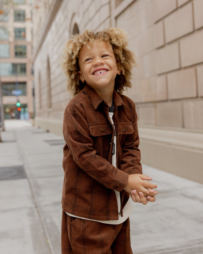 POCKETED CORDUROY SHIRT - BROWN PL AID [Rylee + Cru](25AW Drop2)