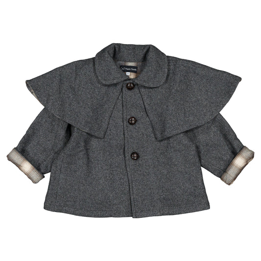 Coat AMOVIBLE cape SHERLOCK - gray mostly wool [Maison Marelle](25AW Drop1)
