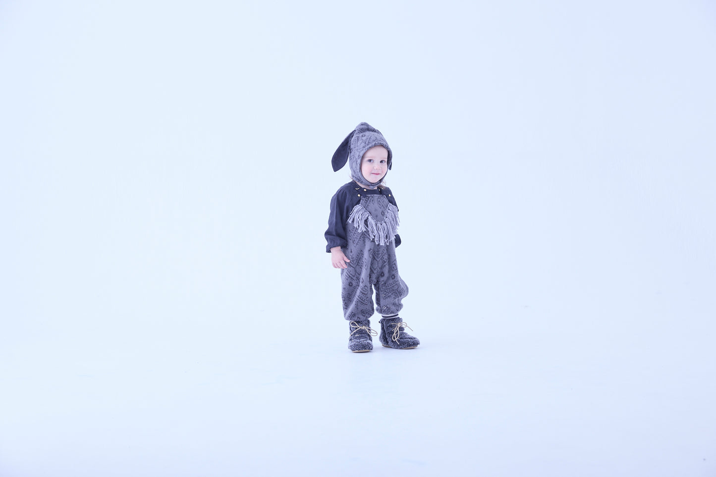 Snow Jacquard Bunny Bonnet - Gray [eLfinFolk / エルフィンフォルク] (25AW•Drop2) 【2025年9月中旬以降発送予定】