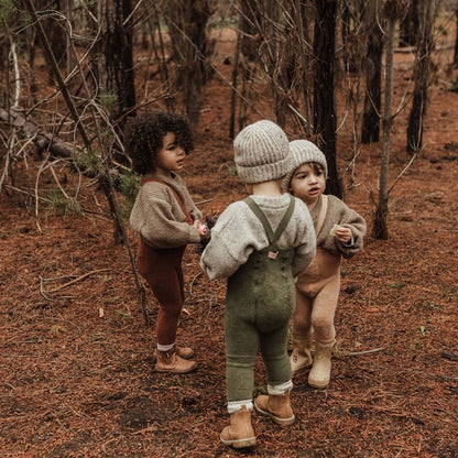 Retro Teddy Footless Tights With Braces - Cinnamon [SILLY Silas]