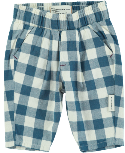 UNISEX TROUSERS - BLUE & WHITE CHECKERED [piupiuchick] (25AW)