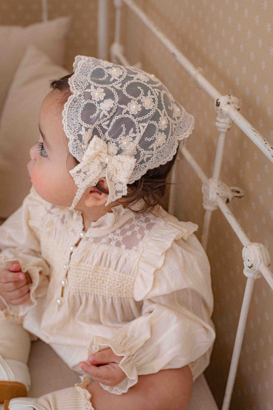【予約商品】Rosette Pearl Bonnet [Oren] (26SS)【2026年3月中旬以降順次発送】