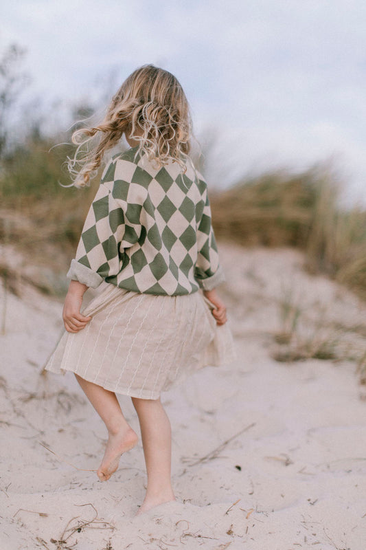 [GROWN] EMBROIDERED WIGGLE TUTU SKIRT (TAN) - HOL23