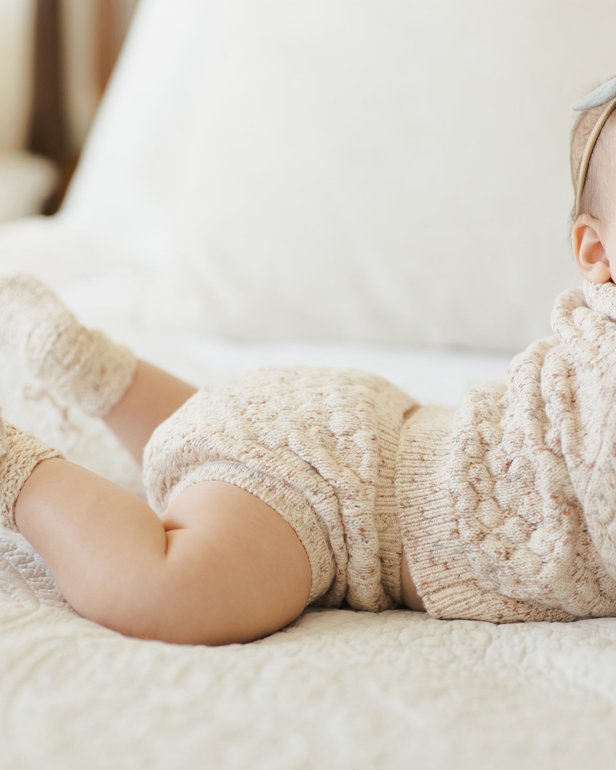 BUBBLE KNIT CARDIGAN - NATURAL CONFETTI [QUINCY MAE] (25AW) Drop1