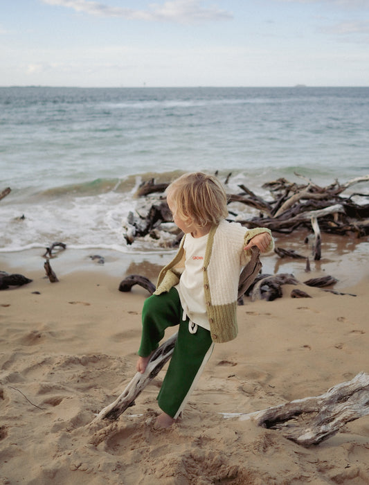 [GROWN] Merino Wool Cardigan (Sage/Milk) - HW24