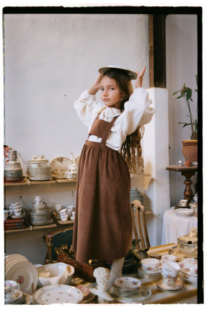 corduroy midi dress with bib - Ochre (Mod.36.1)
